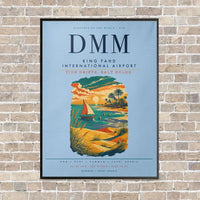 Thumbnail for King Fahd International Airport DMM vertical canvas print - framed - light blue background