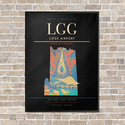 Liège Airport LGG vertical canvas print - framed - black background