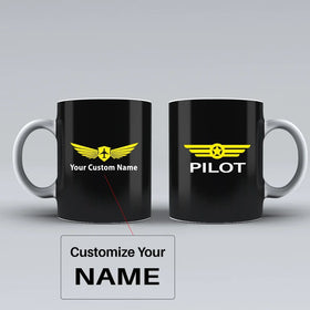 Pilot & Badge Ceramic White Mugs