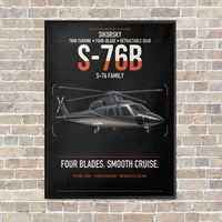 Thumbnail for Sikorsky S-76B vertical canvas print - framed - black background