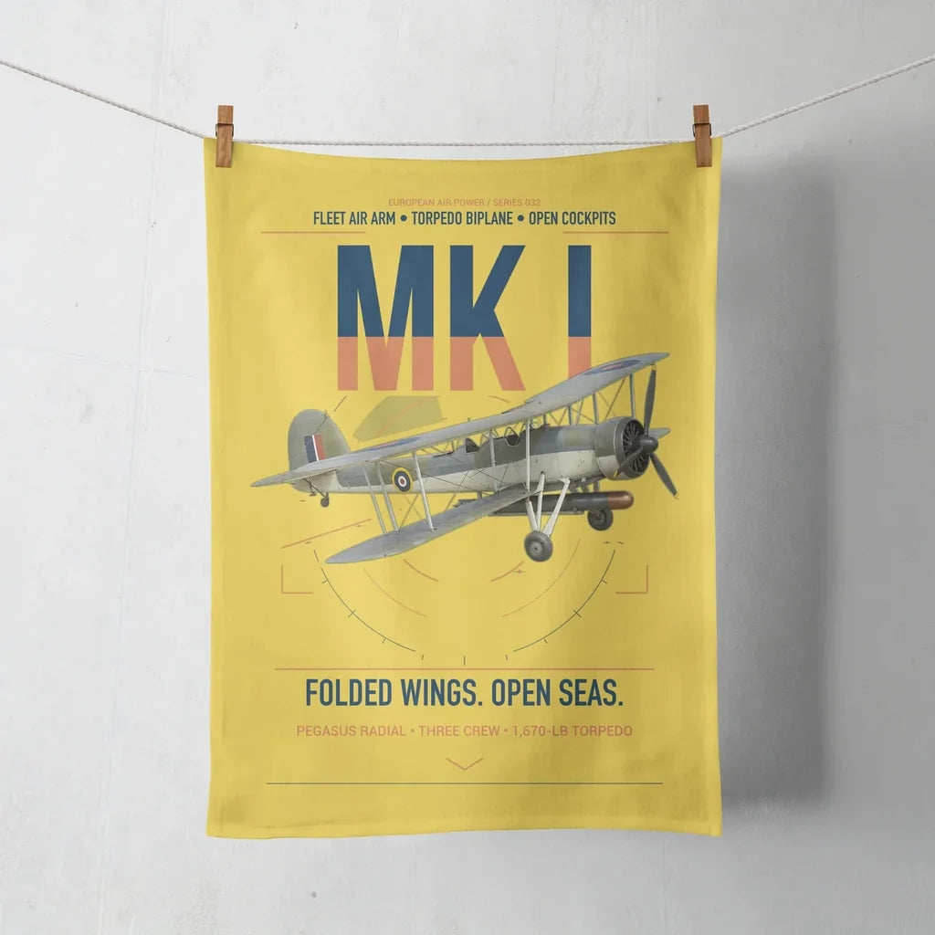 Fairey Swordfish Mk I design on yellow towel