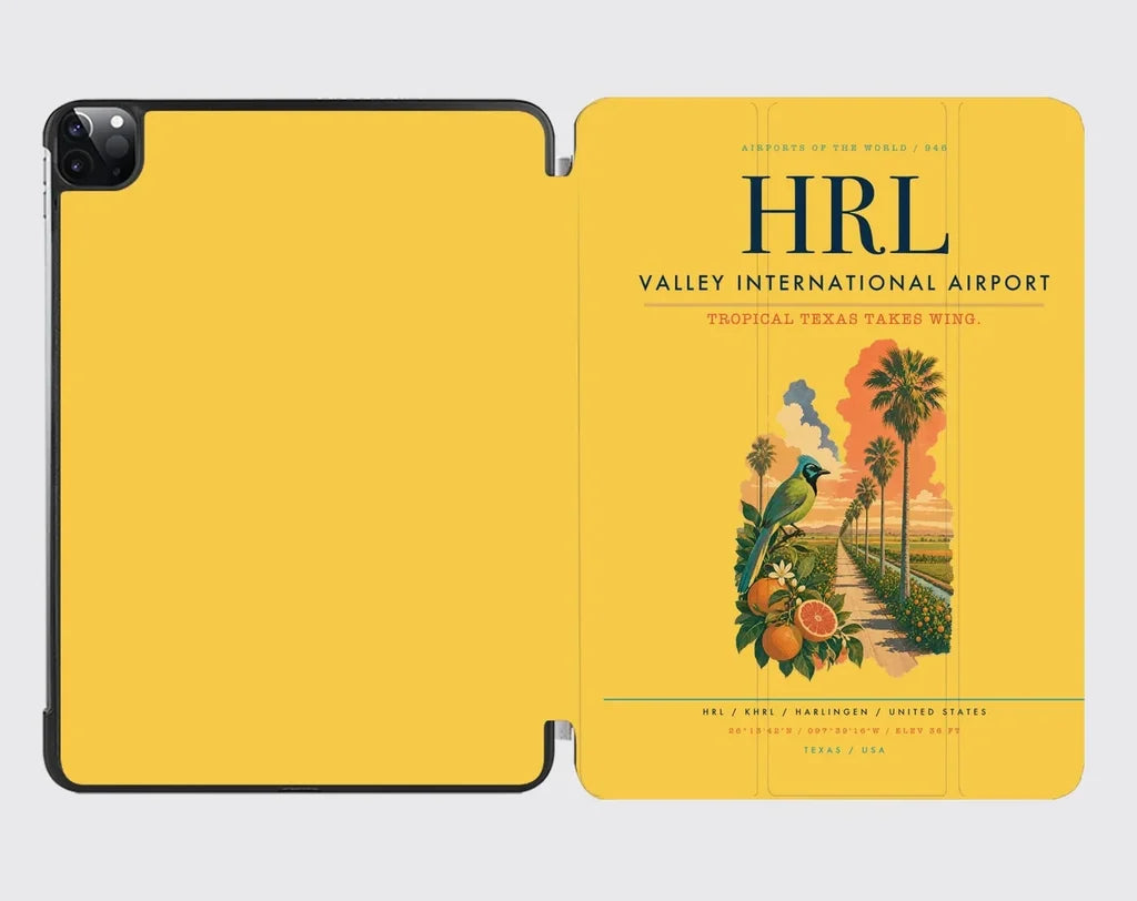 Valley International Airport (HRL) design on yellow ipad tablet case