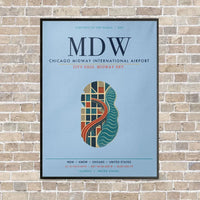 Thumbnail for Chicago Midway International Airport MDW vertical canvas print - framed - light blue background