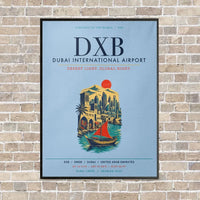 Thumbnail for Dubai International Airport DXB vertical canvas print - framed - light blue background