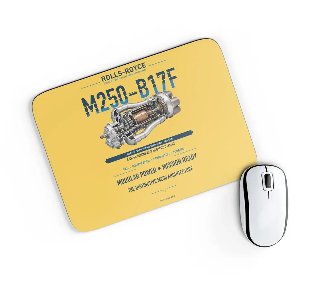 M250-B17F design on yellow rectangle mouse pad