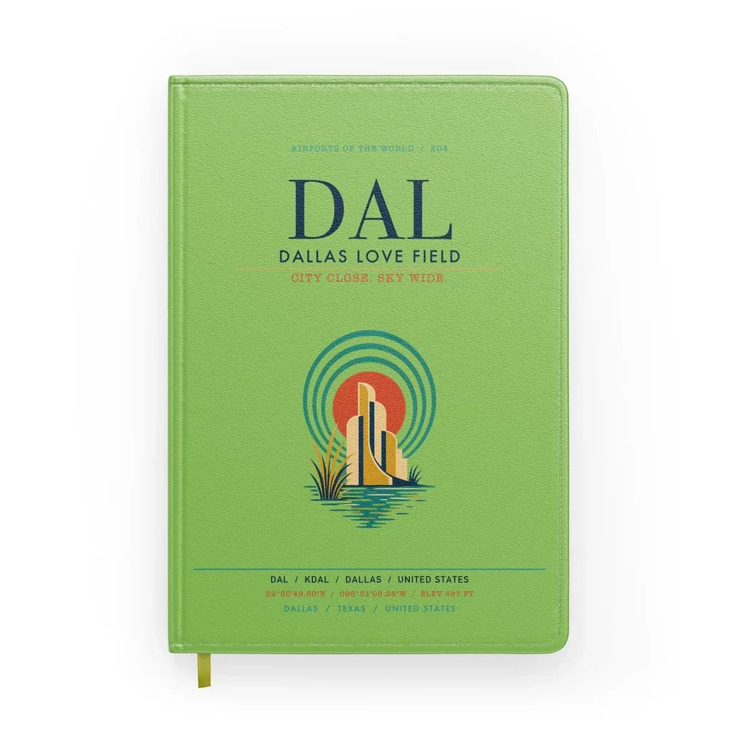 Dallas Love Field (DAL) design on light green notebook