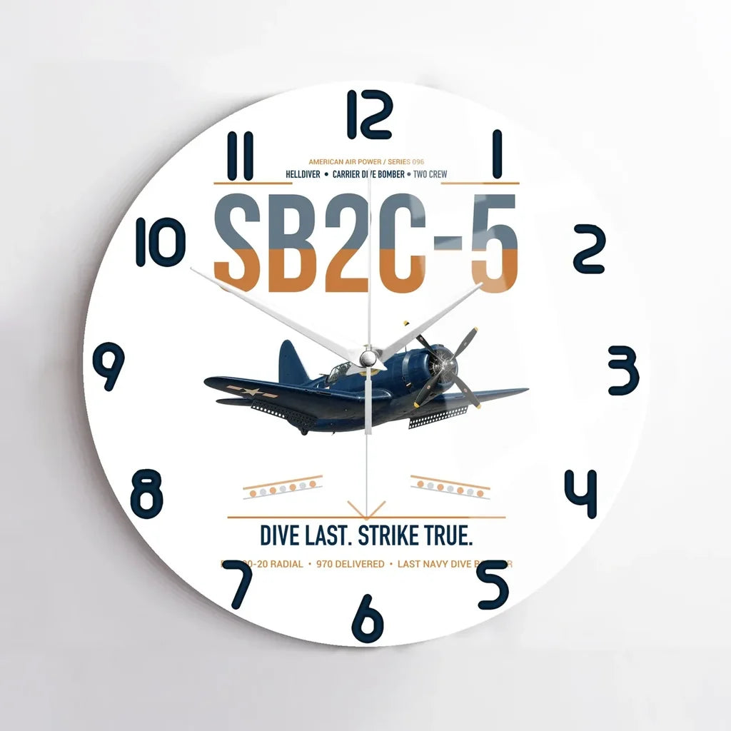 SB2C-5 Helldiver design on white no frame wall clock