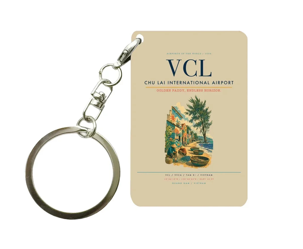 Chu Lai International Airport (VCL) design on beige key chain