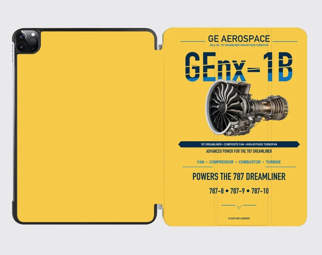 GEnx-1B design on yellow ipad tablet case
