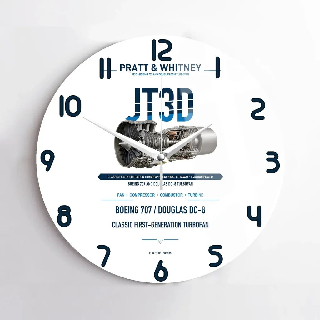 JT3D design on white no frame wall clock
