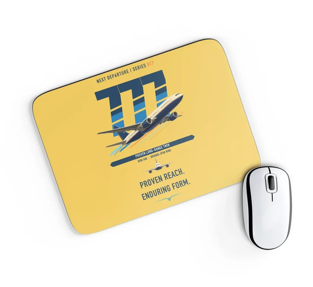 Boeing 777-200ER design on yellow rectangle mouse pad