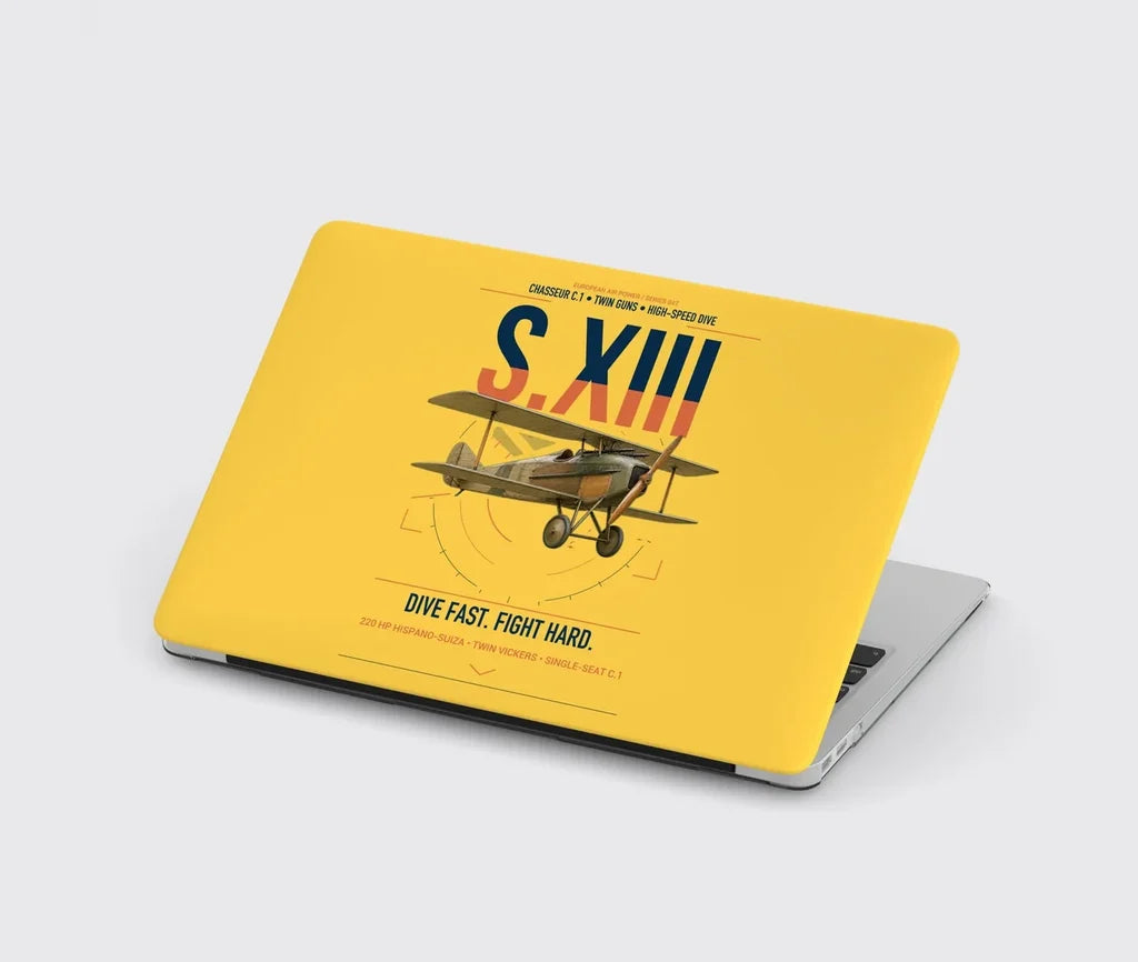 SPAD S.XIII C.1 design on yellow MacBook case