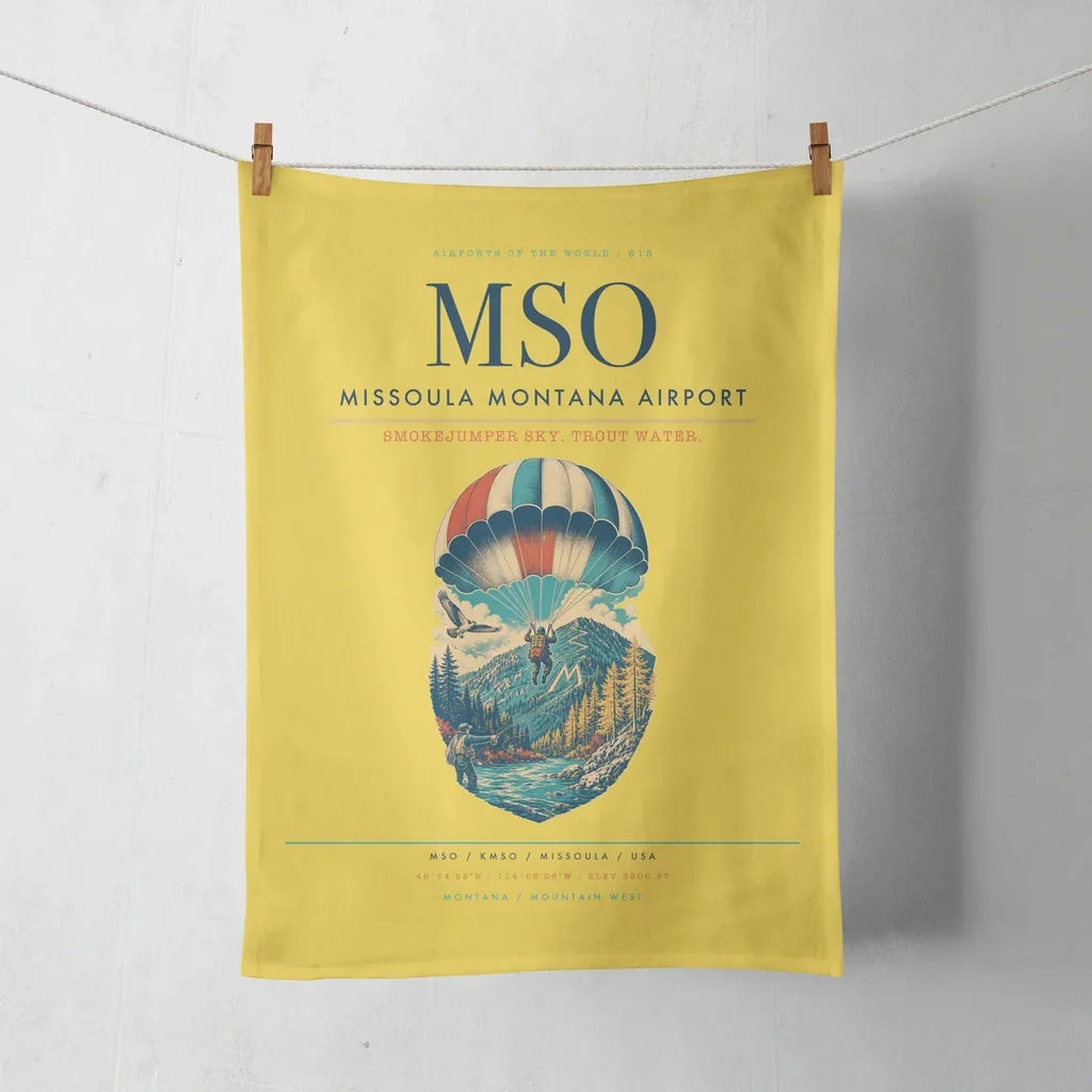 Missoula Montana Airport (MSO) design on yellow towel