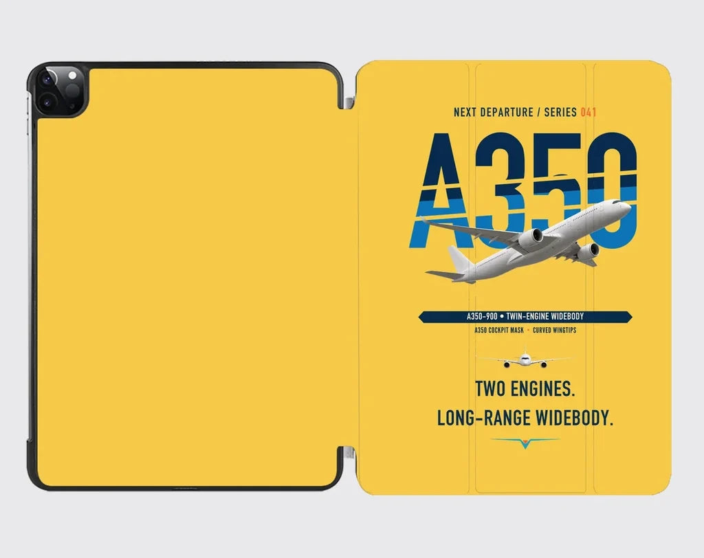Airbus A350-900 design on yellow ipad tablet case