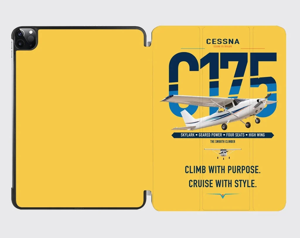 Cessna 175 Skylark design on yellow ipad tablet case