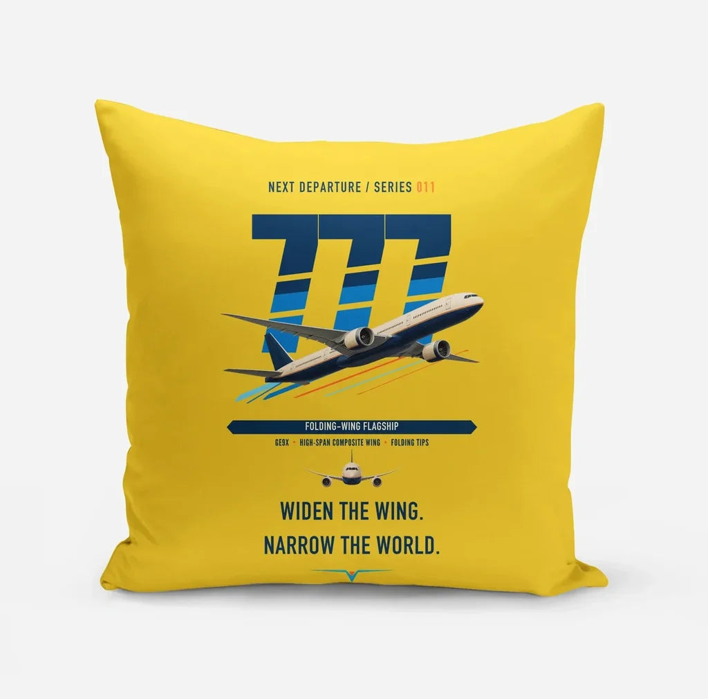 Boeing 777-9 design on yellow pillow