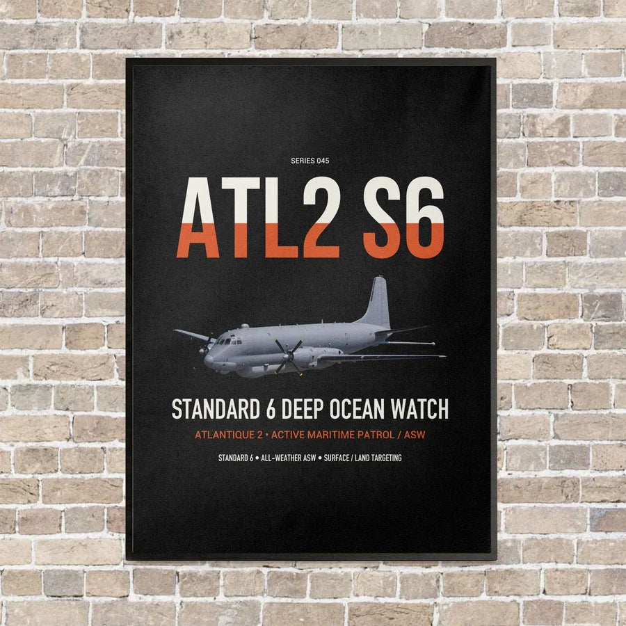 Atlantique 2 Standard 6 vertical canvas print - framed - black background