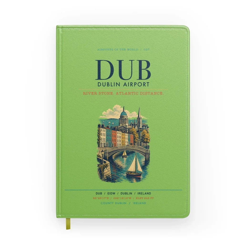 Dublin Airport (DUB) design on light green notebook