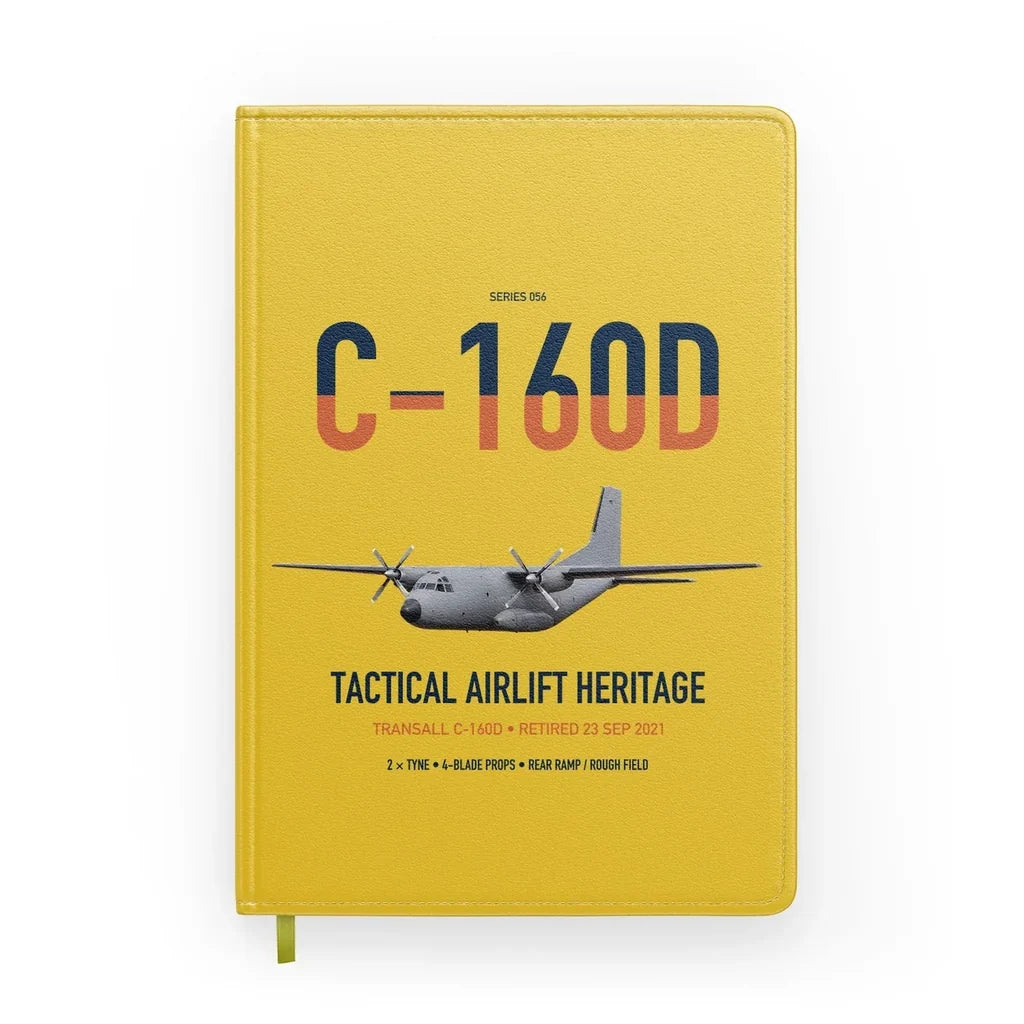 Transall C-160D design on yellow notebook