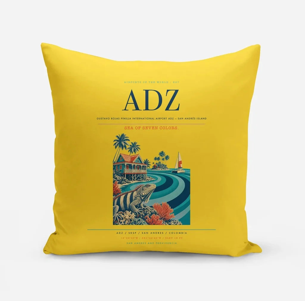 Gustavo Rojas Pinilla International Airport (ADZ) design on yellow pillow