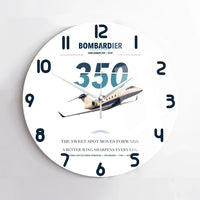 Thumbnail for Bombardier Challenger 350 design on white no frame wall clock
