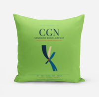 Thumbnail for Cologne Bonn Airport (CGN) design on light green pillow
