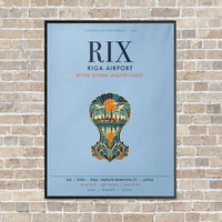 Thumbnail for Riga Airport RIX vertical canvas print - framed - light blue background