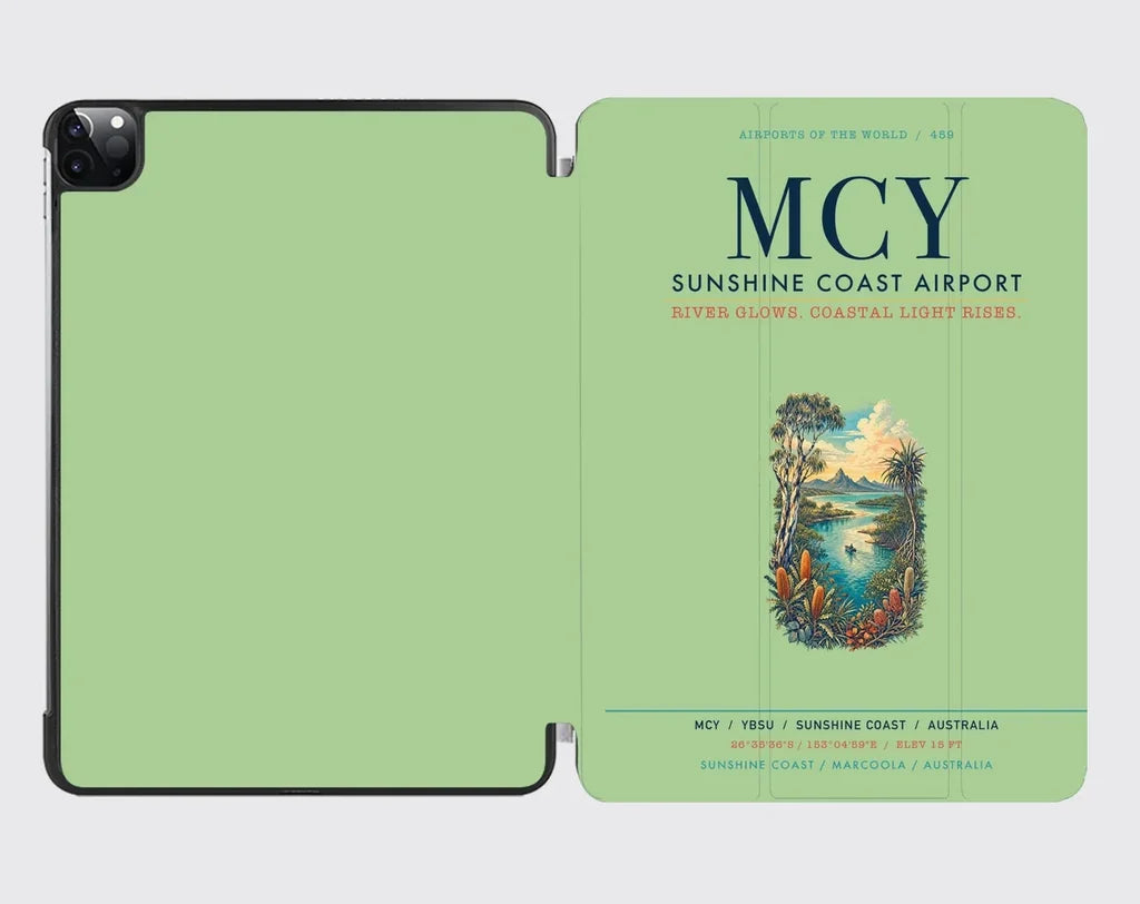 Sunshine Coast Airport (MCY) design on light green ipad tablet case