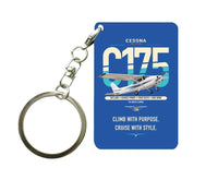Thumbnail for Cessna 175 Skylark design on blue designed key chain, double-side print
