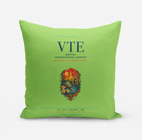 Thumbnail for Wattay International Airport Vientiane (VTE) design on light green pillow