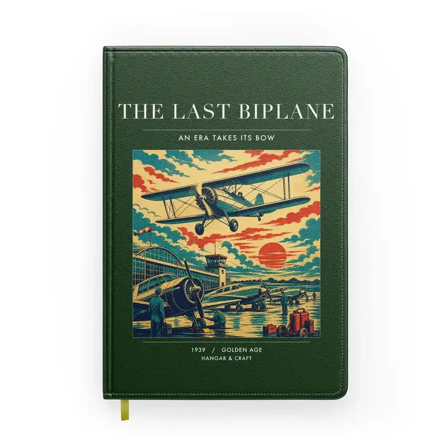 VINTAGE G4054 - The Last Biplane - Designed Notebooks design on darkgreen