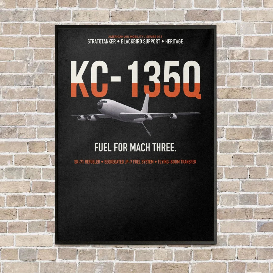 KC-135Q Blackbird Tanker vertical canvas print - framed - black background