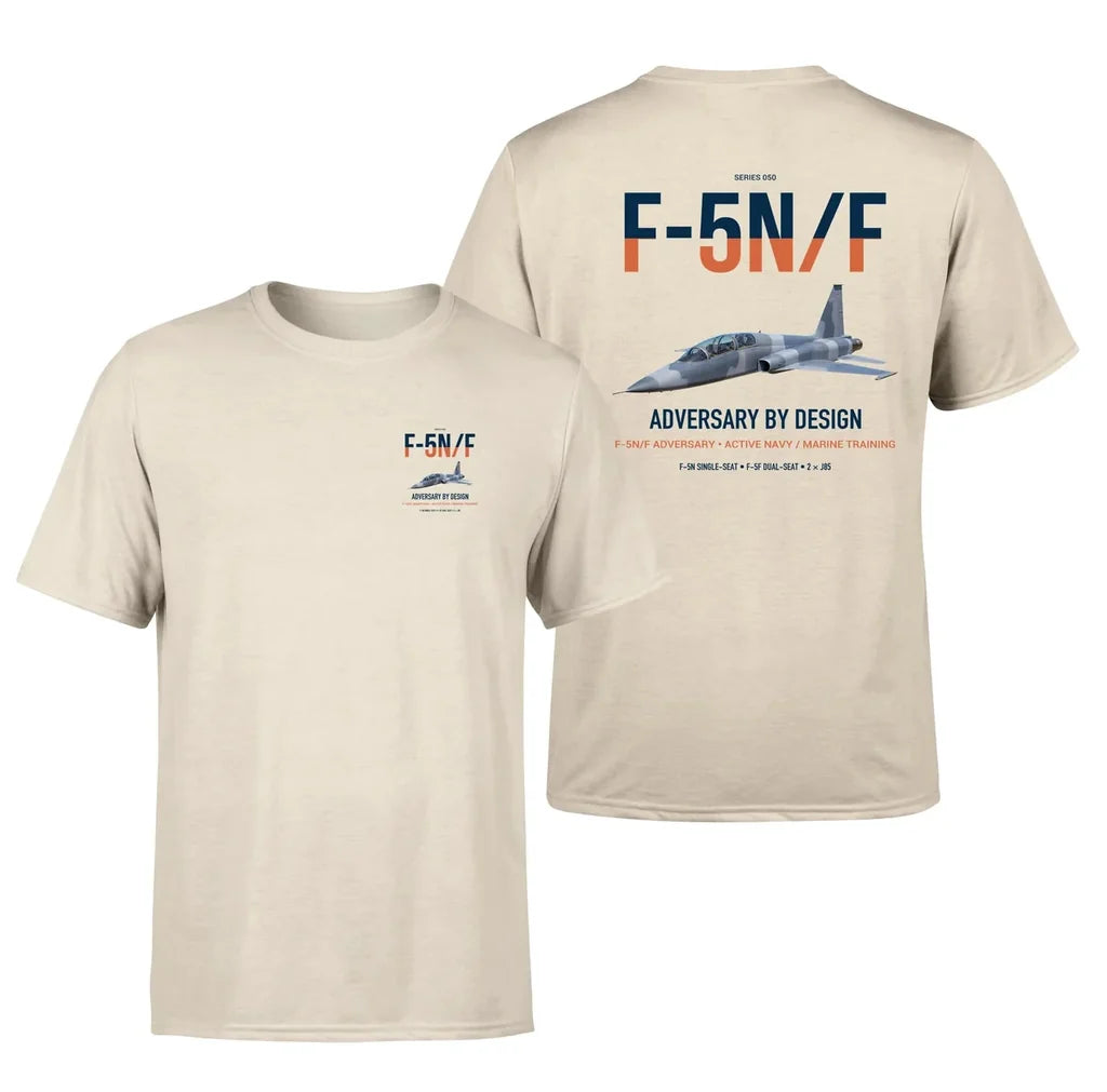 F-5N F Adversary design on beige double-side t-shirt, double-side print