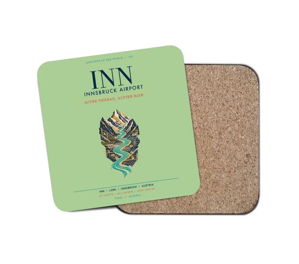 Innsbruck Airport (INN) design on light green 1 piece coaster