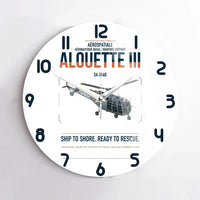 Thumbnail for Aérospatiale SA 316B Alouette III design on white no frame wall clock