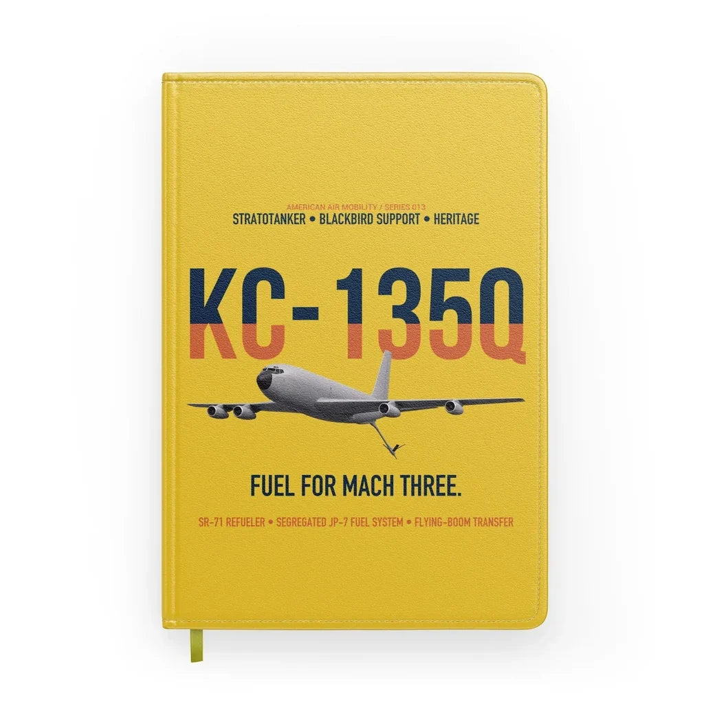 KC-135Q Blackbird Tanker design on yellow notebook
