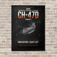 Thumbnail for Boeing CH-47D vertical canvas print - framed - black background