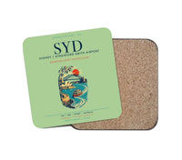 Thumbnail for Sydney Kingsford Smith Airport (SYD) design on light green 1 piece coaster