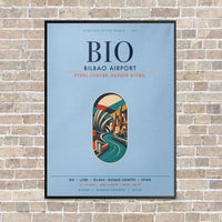 Thumbnail for Bilbao Airport BIO vertical canvas print - framed - light blue background