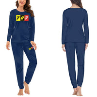 Thumbnail for Flat Colourful 787 women pajamas - Dark Blue