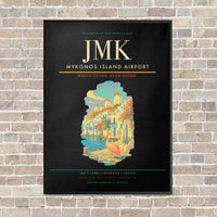 Thumbnail for Mykonos Island Airport JMK vertical canvas print - framed - black background
