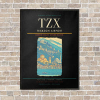 Thumbnail for Trabzon Airport TZX vertical canvas print - framed - black background