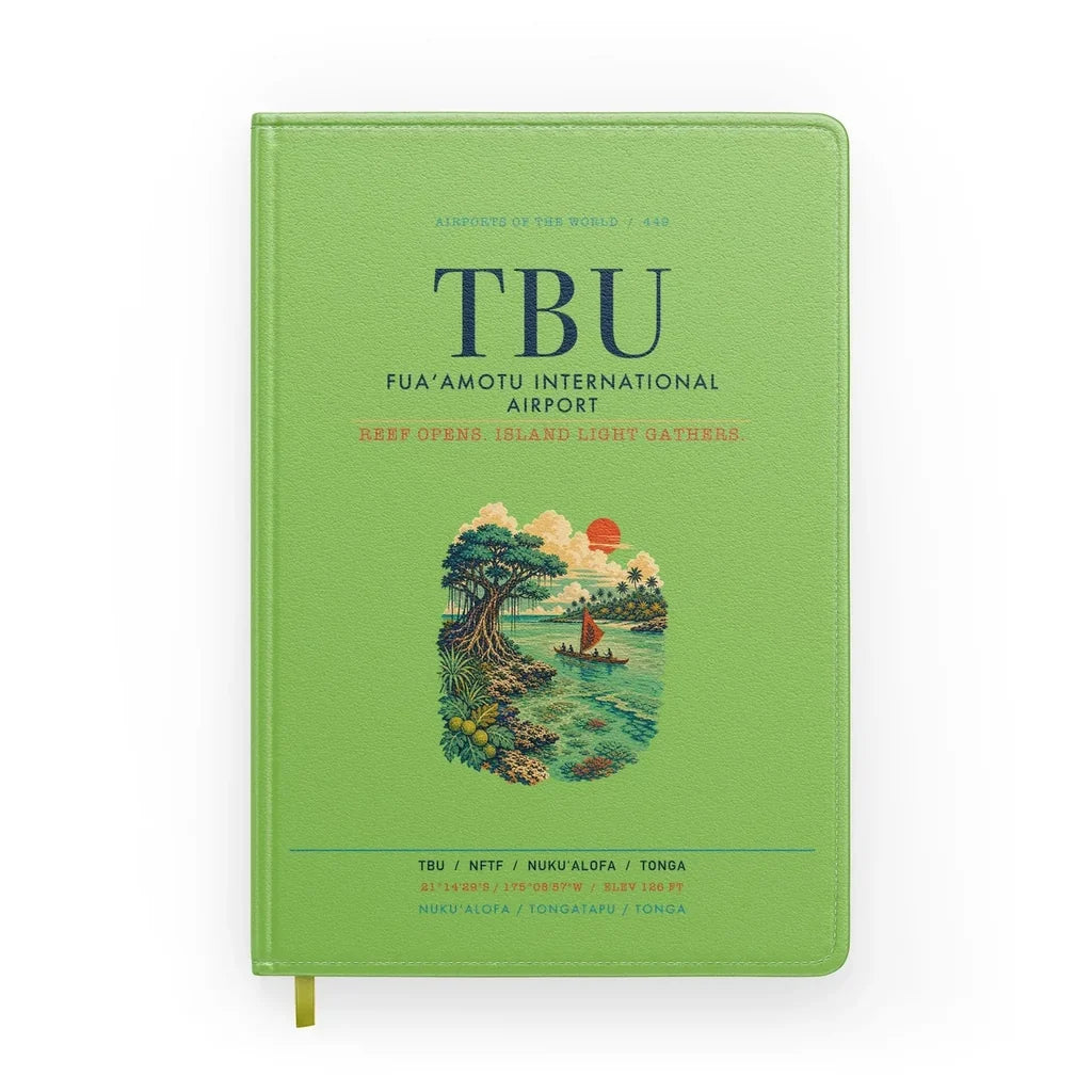 Fuaʻamotu International Airport (TBU) design on light green notebook