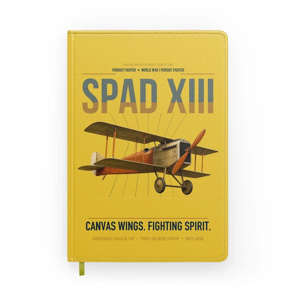 SPAD XIII design on yellow notebook