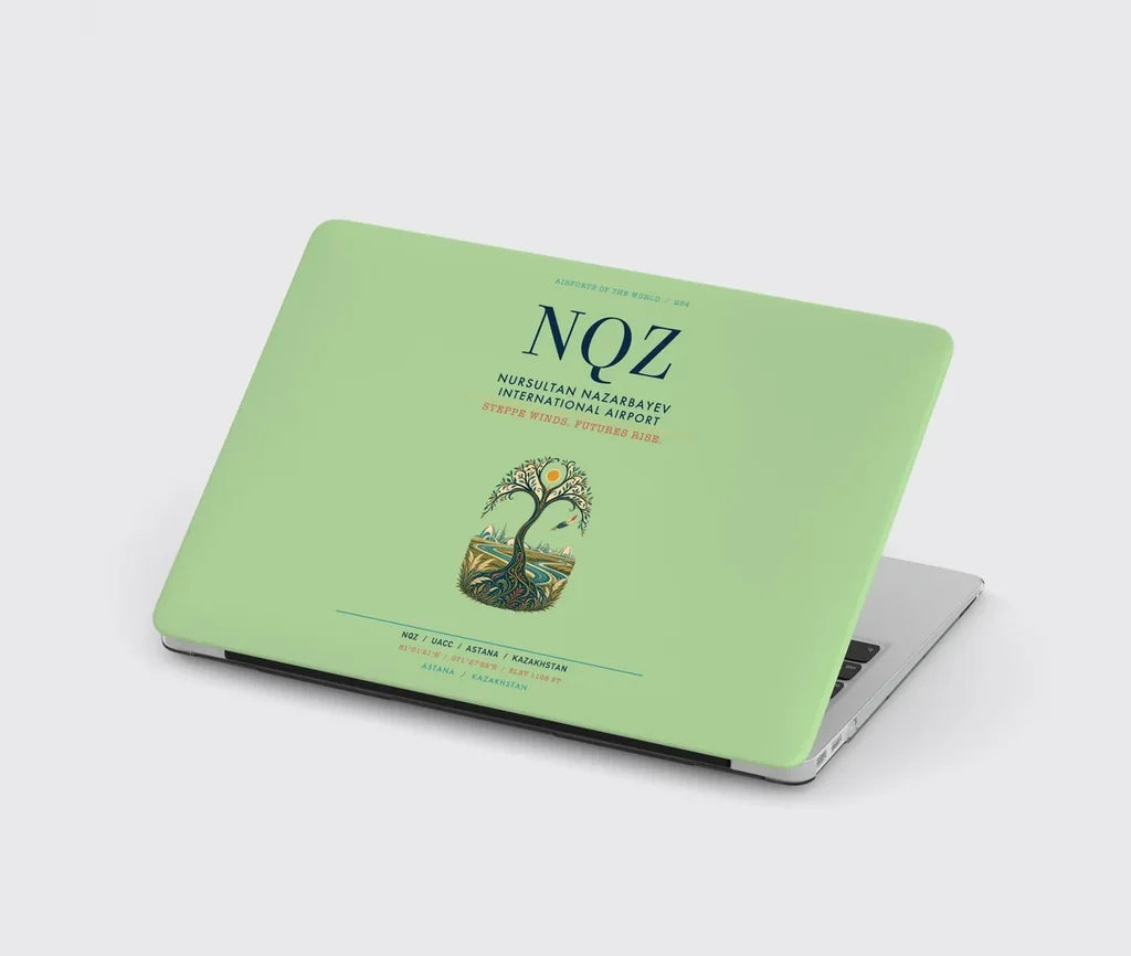 Nursultan Nazarbayev International Airport Astana (NQZ) design on light green MacBook case