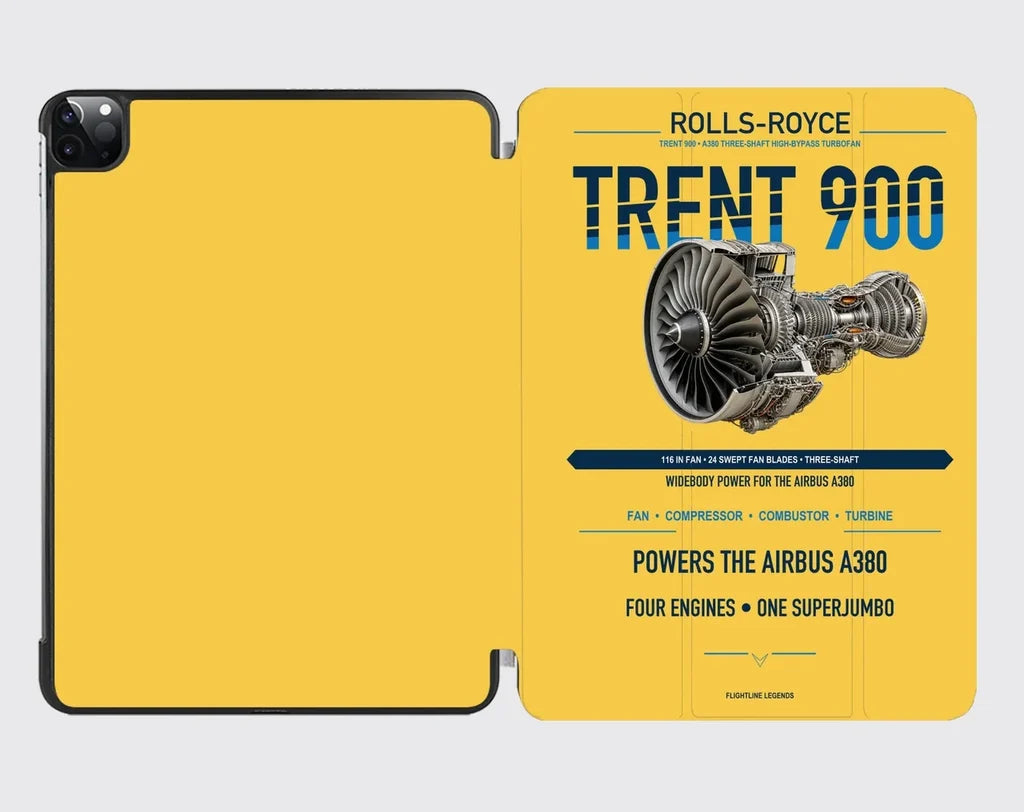TRENT 900 design on yellow ipad tablet case