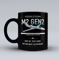 Thumbnail for Cessna Citation M2 Gen2 design on black ceramic mug, double-side print