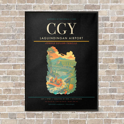 Laguindingan Airport CGY vertical canvas print - framed - black background