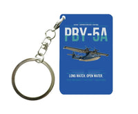 Thumbnail for PBY-5A Catalina design on blue designed key chain, double-side print