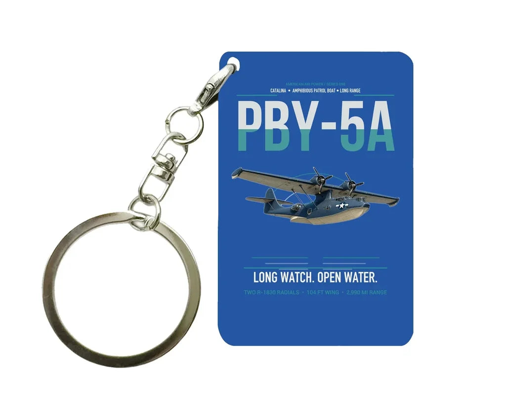PBY-5A Catalina design on blue designed key chain, double-side print